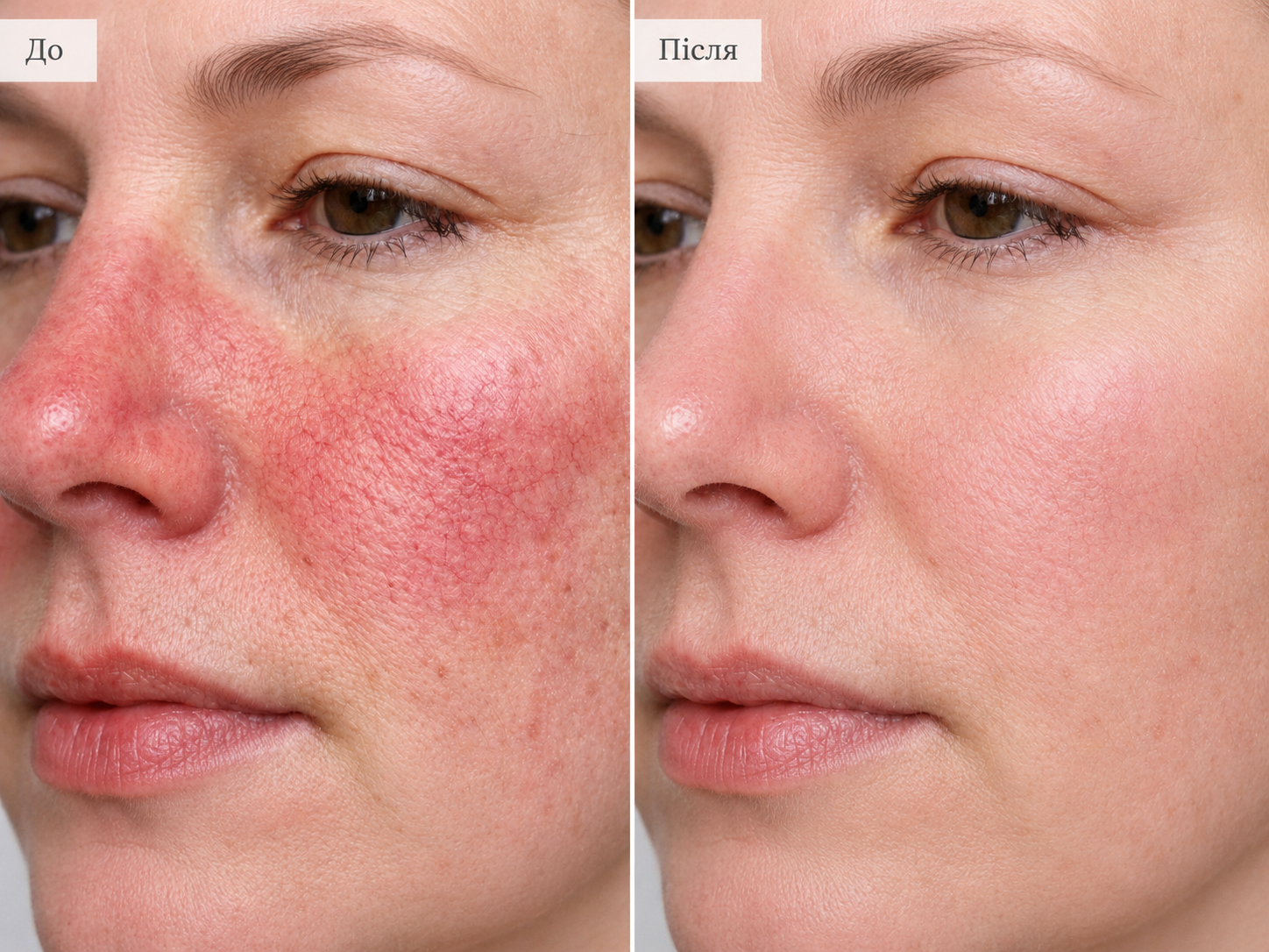 Розацеа до та після лікування у SkinCare Clinic в Києві